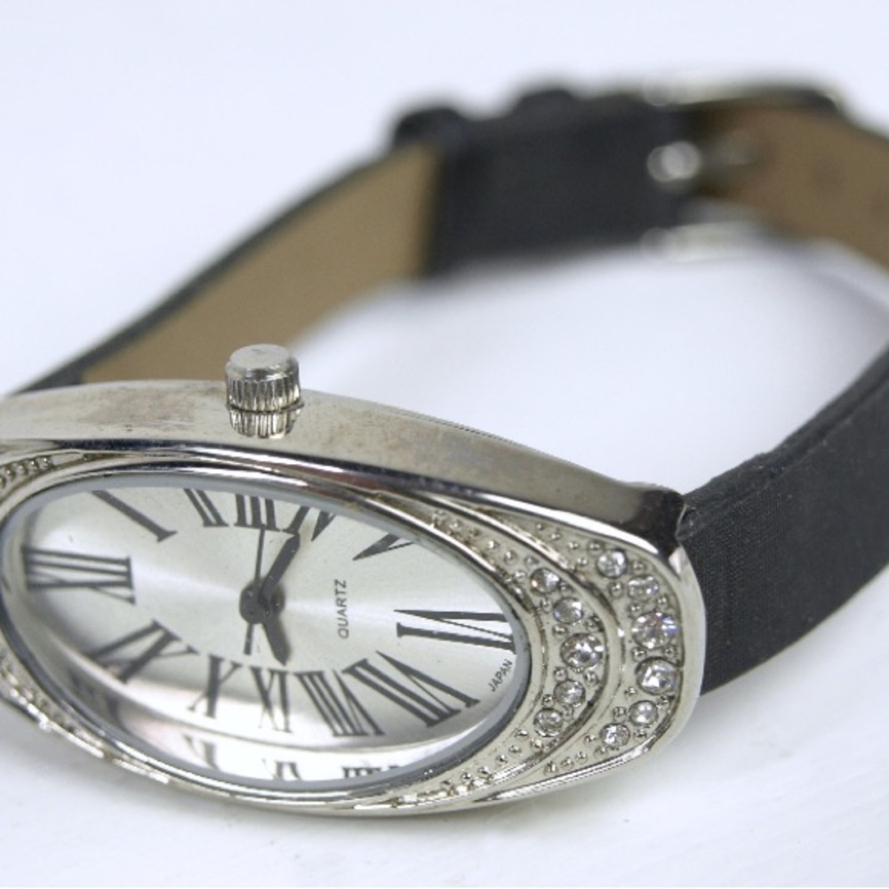 Elegant Silver and Black Women's Watch